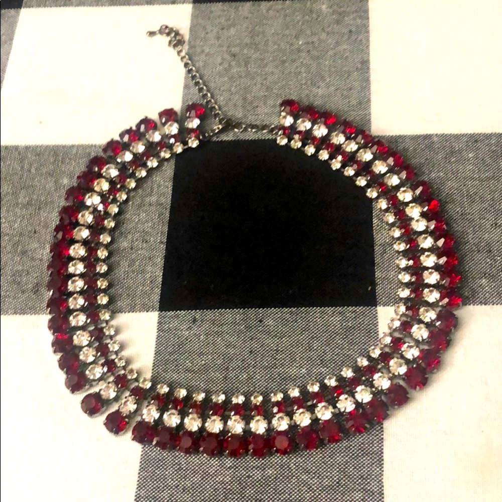 Silver and red necklace